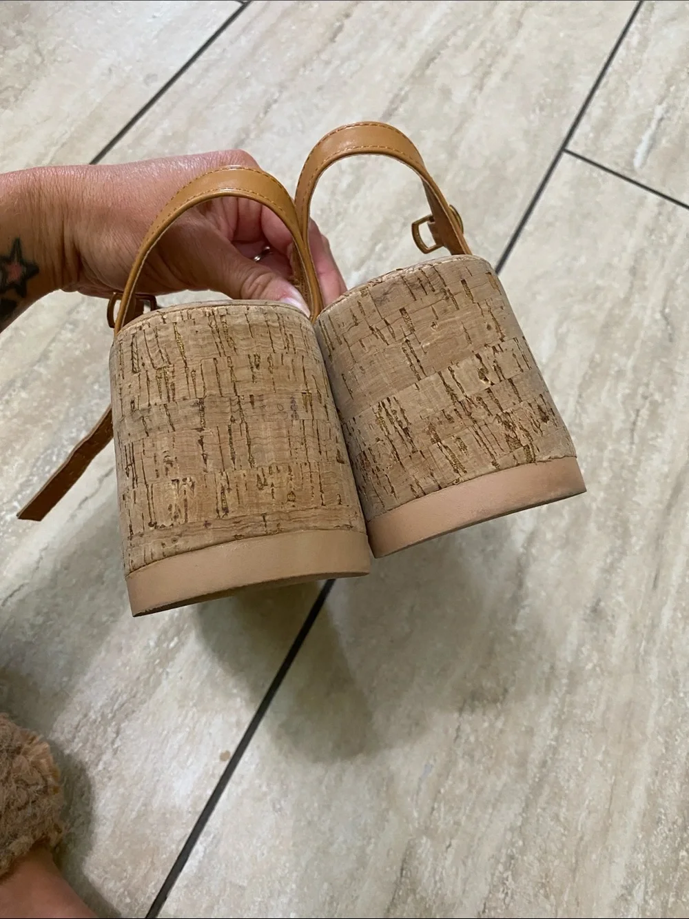 Madden Girl Tan Strappy Cork Wedge Sandals